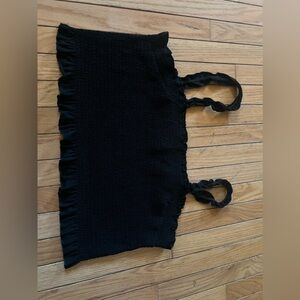 Say What Tank Top Women’s 3x Full Smocked Ruffled Fitted Little Black Shirt Goth